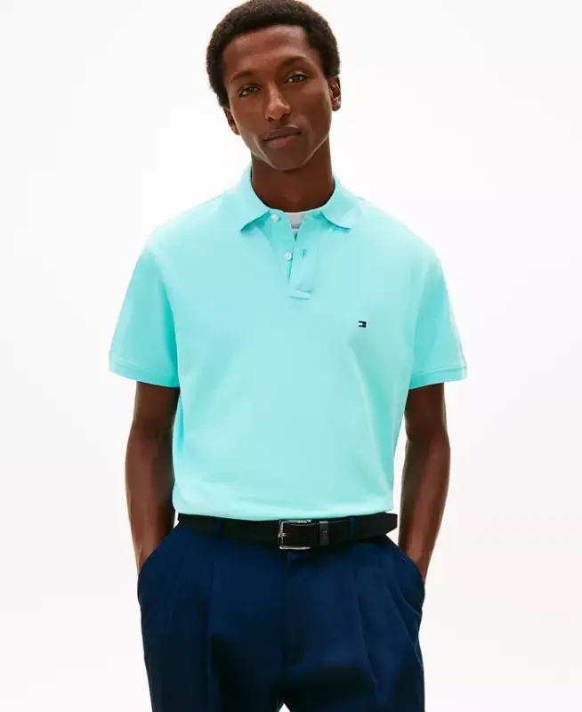 Men's Cotton Classic-Fit 1985 Polo Shirts - Dewy Blue - 1
