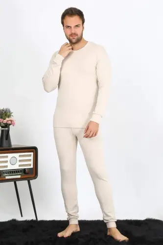 Men's Cotton Cream Underwear Set 19103 - BÜYÜKBEDENIZ (1)