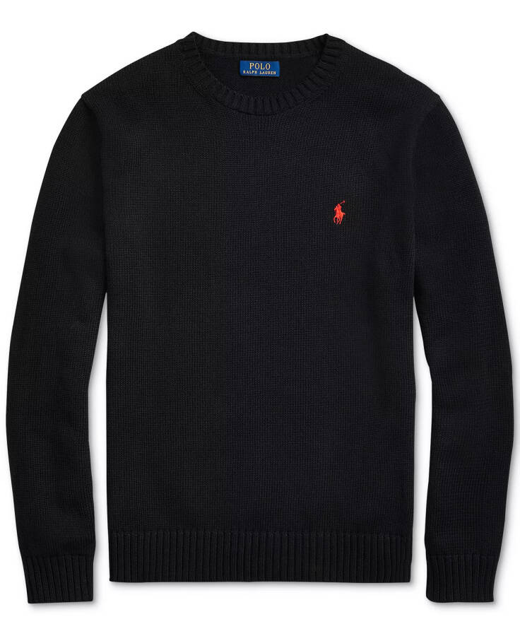 Men's Cotton Crewneck Sweater Polo Black - 5