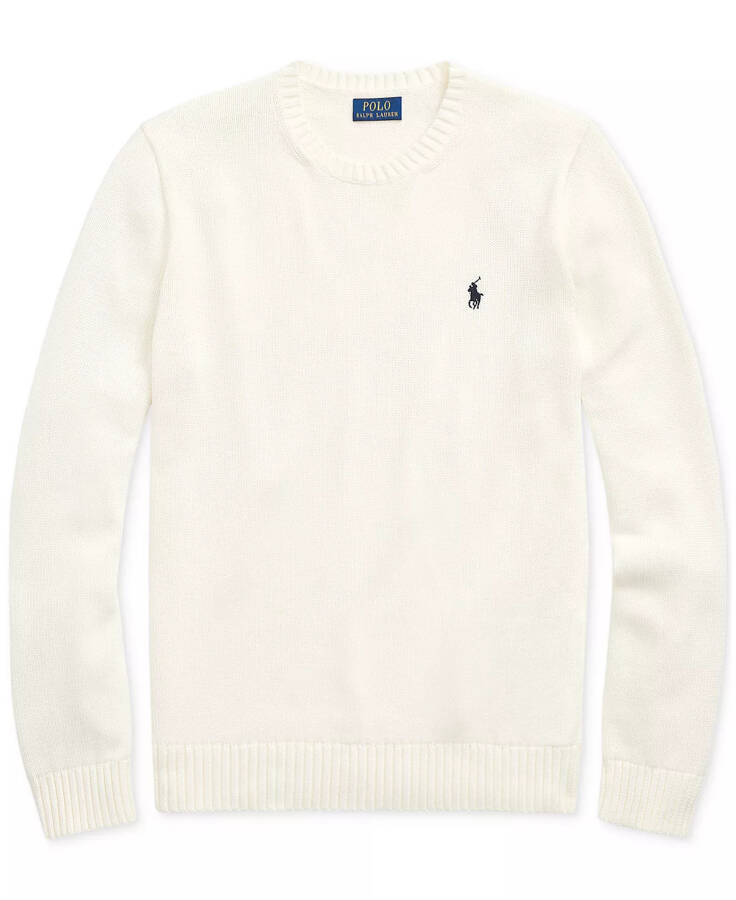 Men's Cotton Crewneck Sweater White - 5