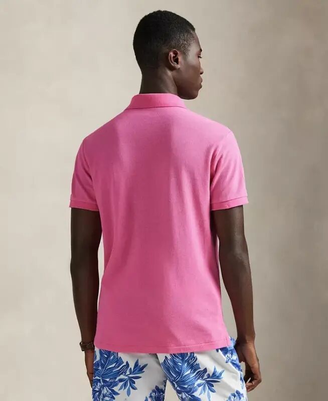 Men's Cotton Custom Slim Fit Mesh Polo Shirt - Baja Pink - 2