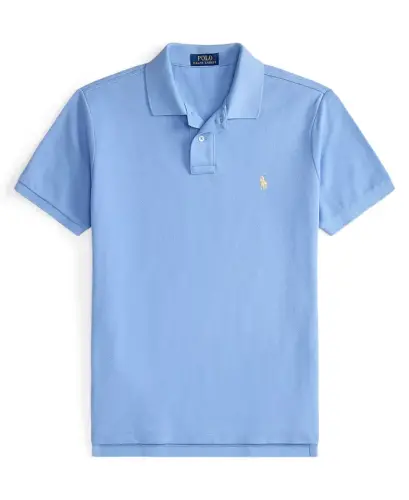Men's Cotton Custom Slim Fit Mesh Polo Shirt - Bristol Blue - 5