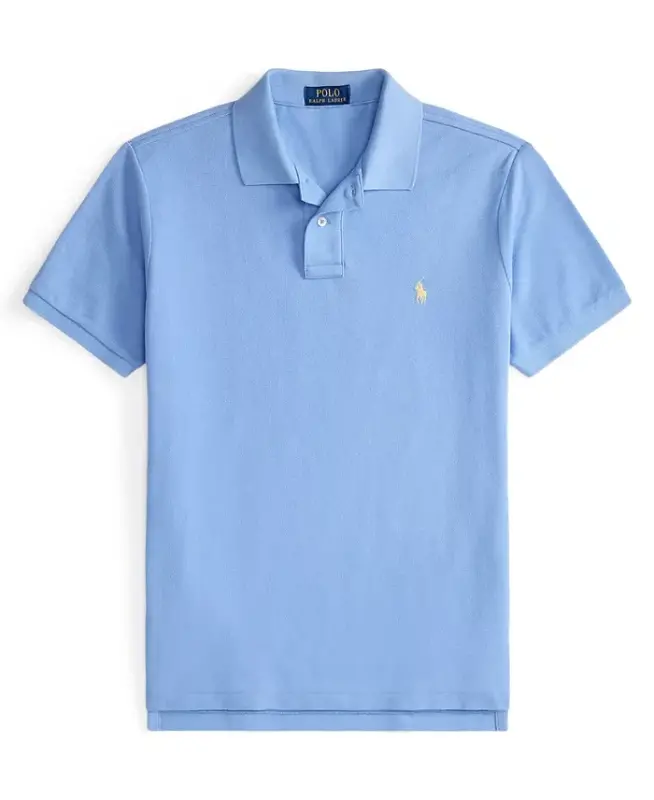 Men's Cotton Custom Slim Fit Mesh Polo Shirt - Bristol Blue - 5