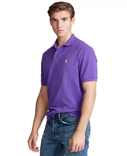 Men's Cotton Custom Slim Fit Mesh Polo Shirt - Cabana Purple 