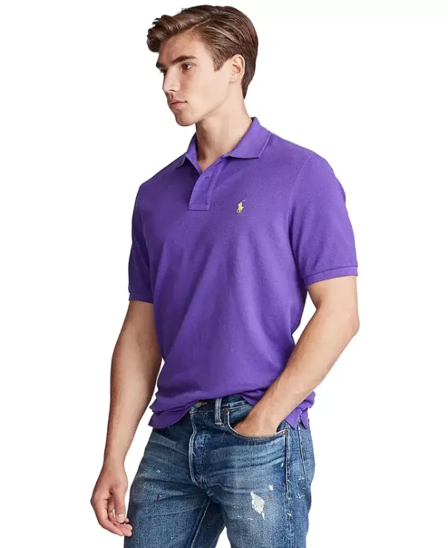 Men's Cotton Custom Slim Fit Mesh Polo Shirt - Cabana Purple - 3