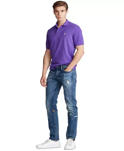 Men's Cotton Custom Slim Fit Mesh Polo Shirt - Cabana Purple - 4