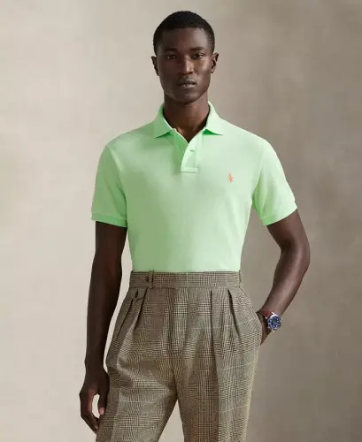 Men's Cotton Custom Slim Fit Mesh Polo Shirt - Cruise Lime 