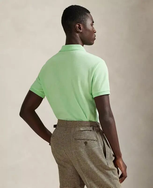 Men's Cotton Custom Slim Fit Mesh Polo Shirt - Cruise Lime - 2