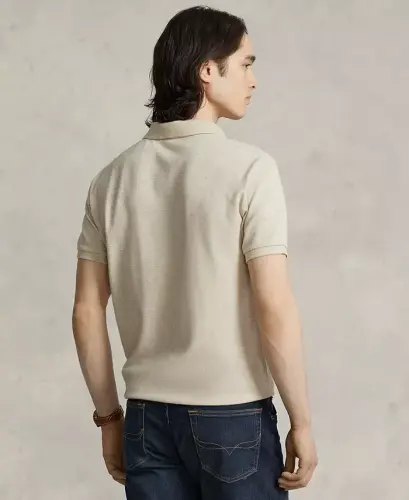 Men's Cotton Custom Slim Fit Mesh Polo Shirt - Expedition Dune Heather - POLO RALPH LAUREN (1)