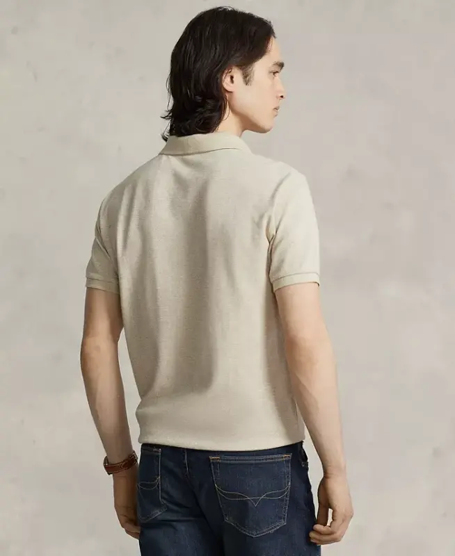 Men's Cotton Custom Slim Fit Mesh Polo Shirt - Expedition Dune Heather - 2