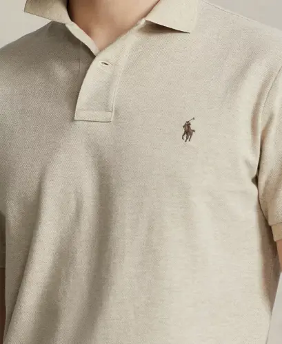 Men's Cotton Custom Slim Fit Mesh Polo Shirt - Expedition Dune Heather - 6