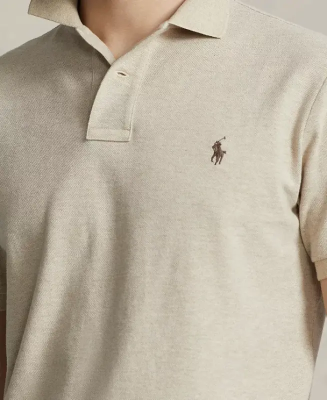 Men's Cotton Custom Slim Fit Mesh Polo Shirt - Expedition Dune Heather - 6