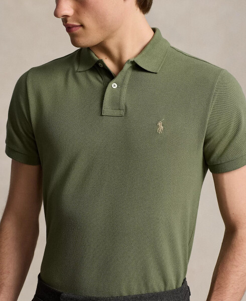 Men's Cotton Custom Slim Fit Mesh Polo Shirt Green - 3