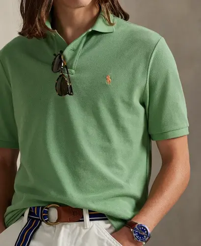 Men's Cotton Custom Slim Fit Mesh Polo Shirt - Outback Green - 3