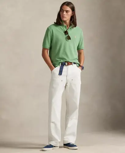 Men's Cotton Custom Slim Fit Mesh Polo Shirt - Outback Green - 4
