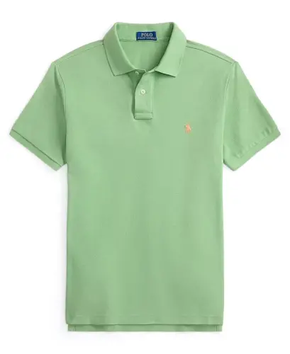 Men's Cotton Custom Slim Fit Mesh Polo Shirt - Outback Green - 5