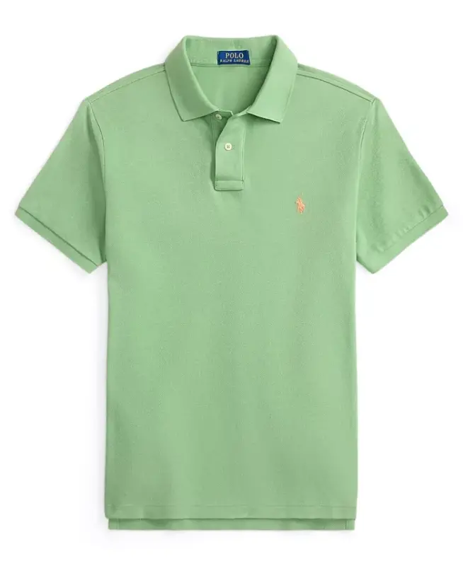 Men's Cotton Custom Slim Fit Mesh Polo Shirt - Outback Green - 5