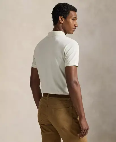 Men's Cotton Custom Slim Fit Mesh Polo Shirt - ParcModazoneent Cream - 2
