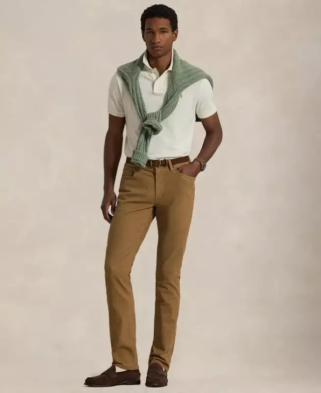 Men's Cotton Custom Slim Fit Mesh Polo Shirt - ParcModazoneent Cream - 4