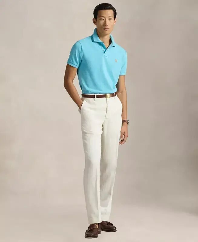 Men's Cotton Custom Slim Fit Mesh Polo Shirt - Perfect Turquoise - 4
