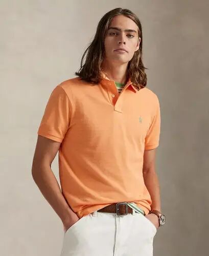 Men's Cotton Custom Slim Fit Mesh Polo Shirt - Pompano Orange - 1