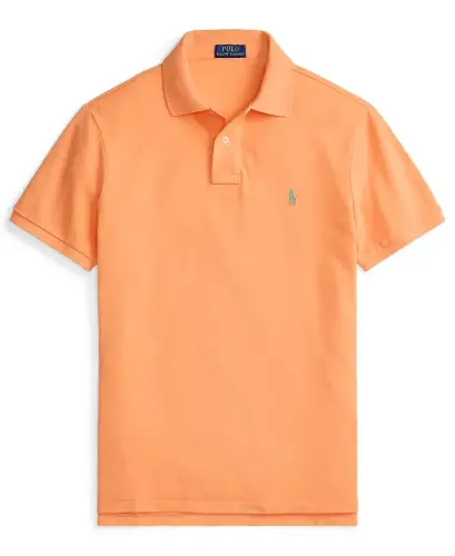 Men's Cotton Custom Slim Fit Mesh Polo Shirt - Pompano Orange - 5