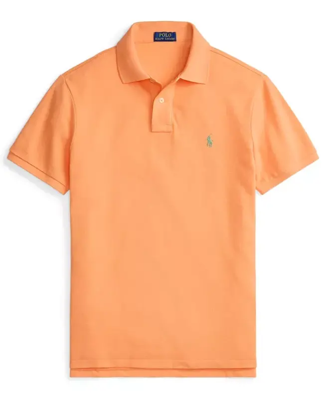 Men's Cotton Custom Slim Fit Mesh Polo Shirt - Pompano Orange - 5