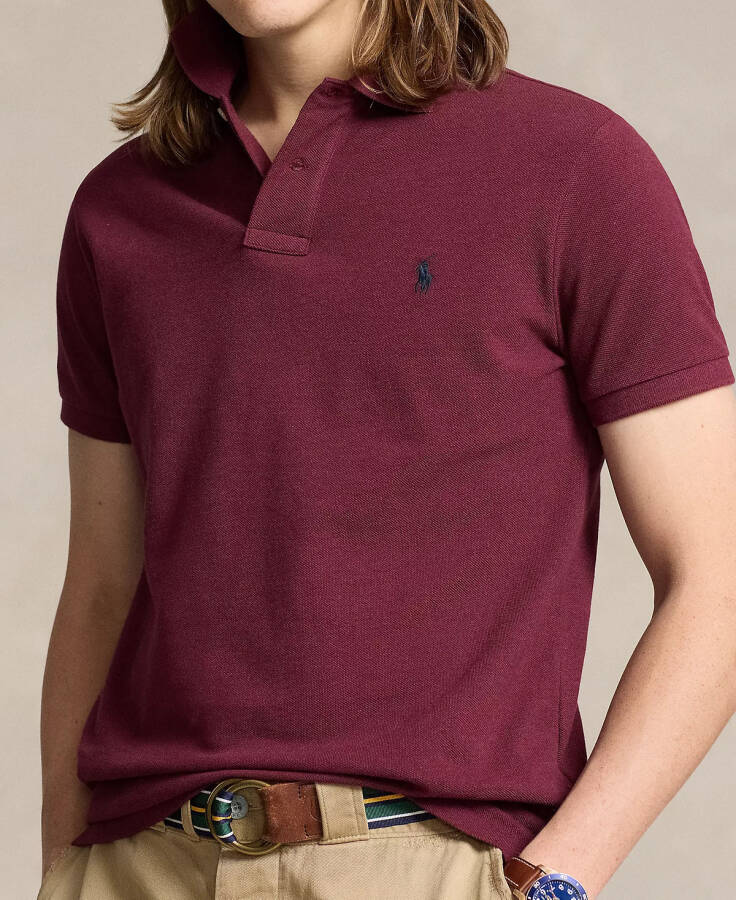 Men's Cotton Custom Slim Fit Mesh Polo Shirt Red - 3