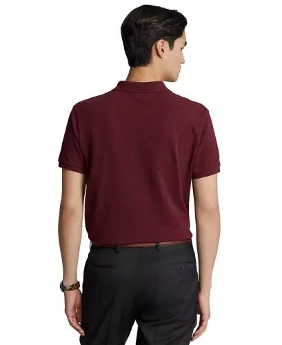 Men's Cotton Custom Slim Fit Mesh Polo Shirt - Spring Wine Heather - Polo Ralph Lauren (1)