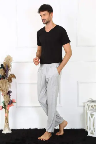 Men's Cotton Gray Solid Sleep Pants 27495 - 1