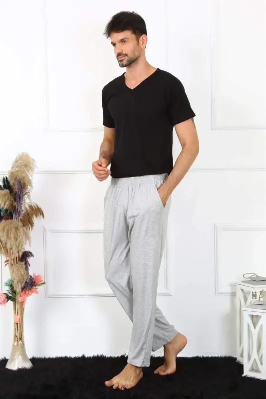 Men's Cotton Gray Solid Sleep Pants 27495 - 1