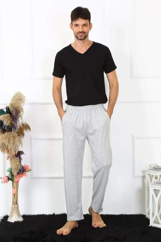 Men's Cotton Gray Solid Sleep Pants 27495 - 4