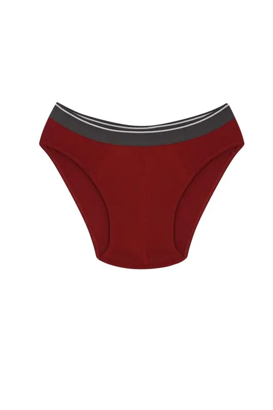 Men's Cotton Lycra Briefs Burgundy 40132 - 2
