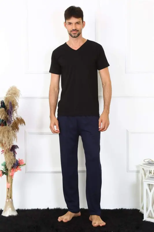 Men's Cotton Navy Single Bottom Pajamas 27495 - 1
