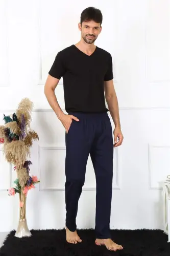 Men's Cotton Navy Single Bottom Pajamas 27495 - BÜYÜKBEDENIZ (1)