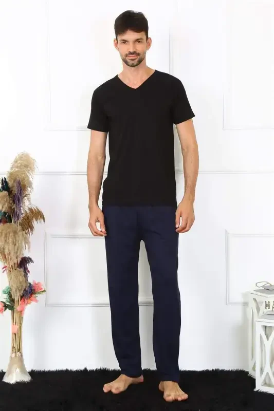 Men's Cotton Navy Single Bottom Pajamas 27495 - 1