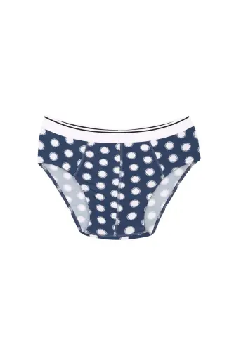 Men's Cotton Patterned Lycra Slip Navy 40131 - 2