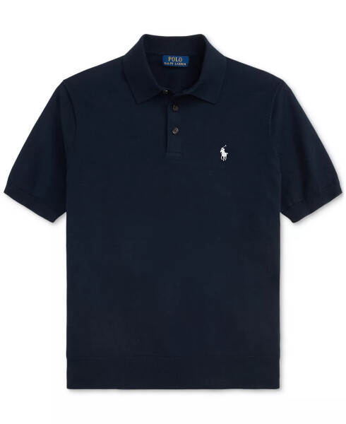 Men's Cotton Polo-Collar Sweater Blue - 5