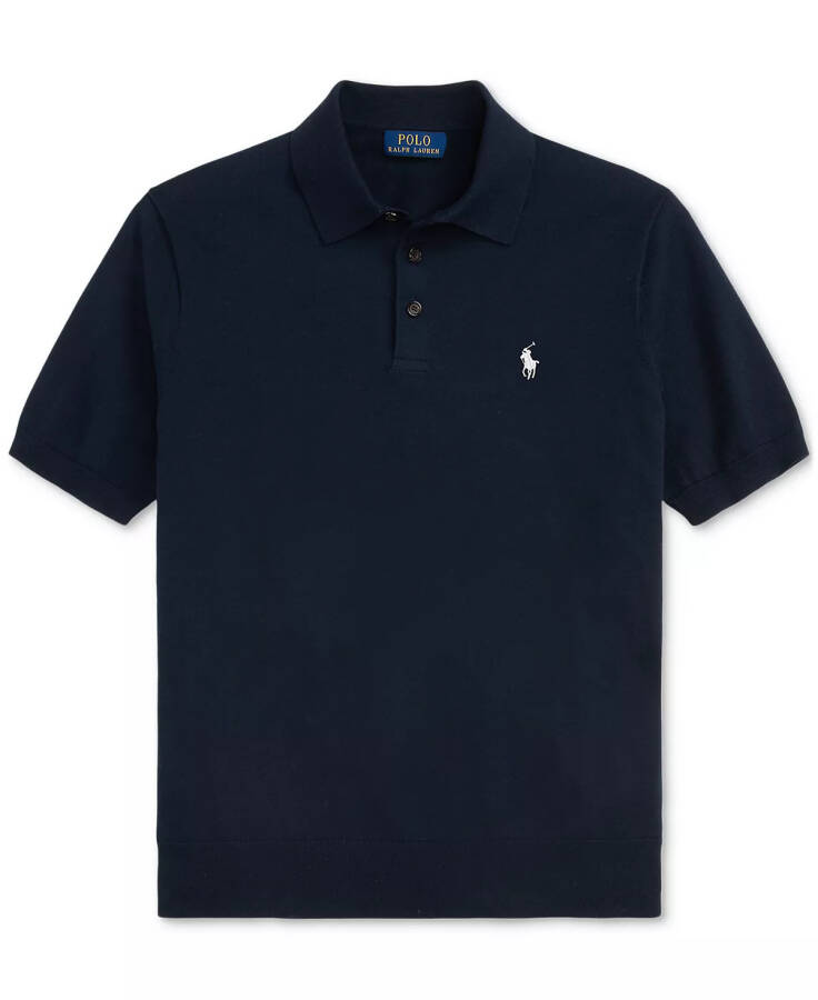 Men's Cotton Polo-Collar Sweater Blue - 5