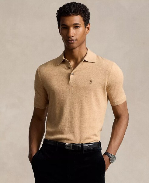 Men's Cotton Polo-Collar Sweater Brown - 1