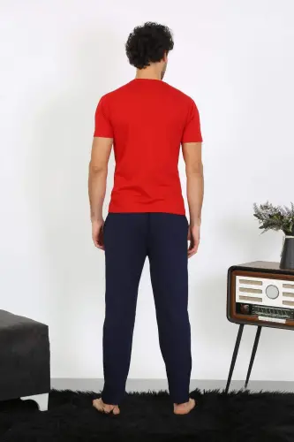Men's Cotton Red 3-Piece Pyjama Set 6848 - 14