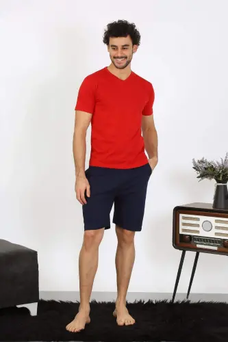 Men's Cotton Red 3-Piece Pyjama Set 6848 - BÜYÜKBEDENIZ (1)