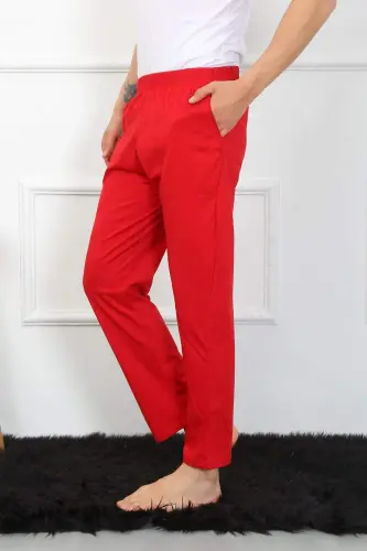 Men's Cotton Red Single Bottom Pyjamas 27495 - 10