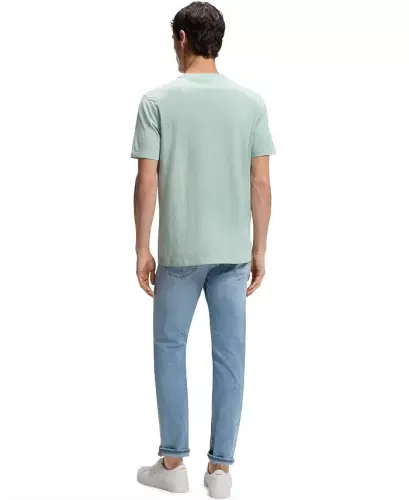 Men's Cotton Slub Logo Detail T-Shirt - Aqua - HUGO BOSS (1)