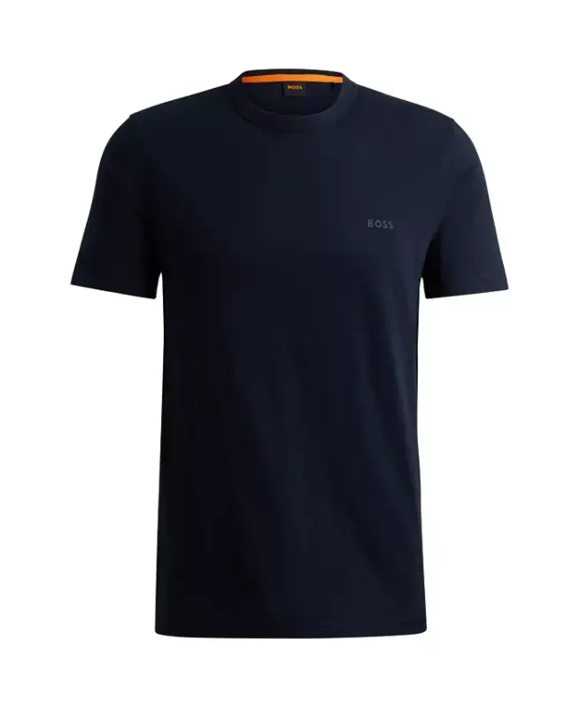 Men's Cotton Slub Logo Detail T-Shirt - Dark Blue - 1