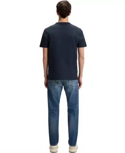 Men's Cotton Slub Logo Detail T-Shirt - Dark Blue - 5