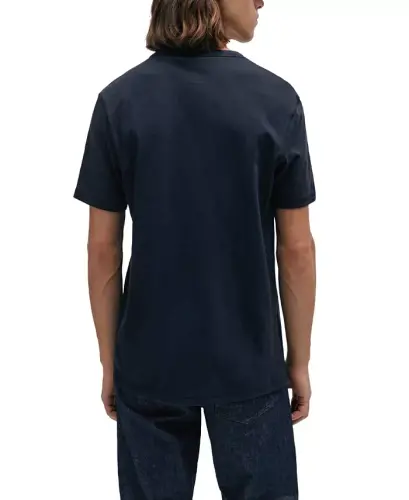 Men's Cotton Slub Logo Detail T-Shirt - Dark Blue - 2