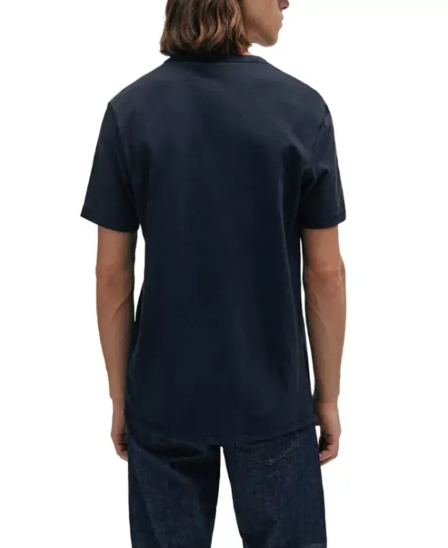 Men's Cotton Slub Logo Detail T-Shirt - Dark Blue - 2