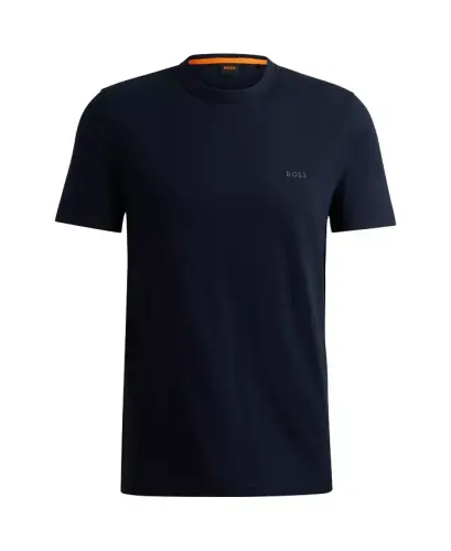 Men's Cotton Slub Logo Detail T-Shirt - Dark Blue - 4