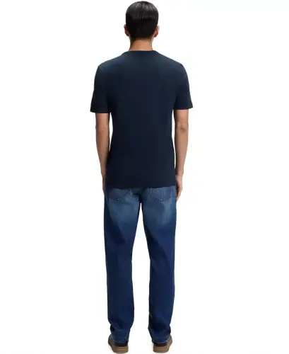 Men's Cotton Slub Logo Detail T-Shirt - Open Blue - 5